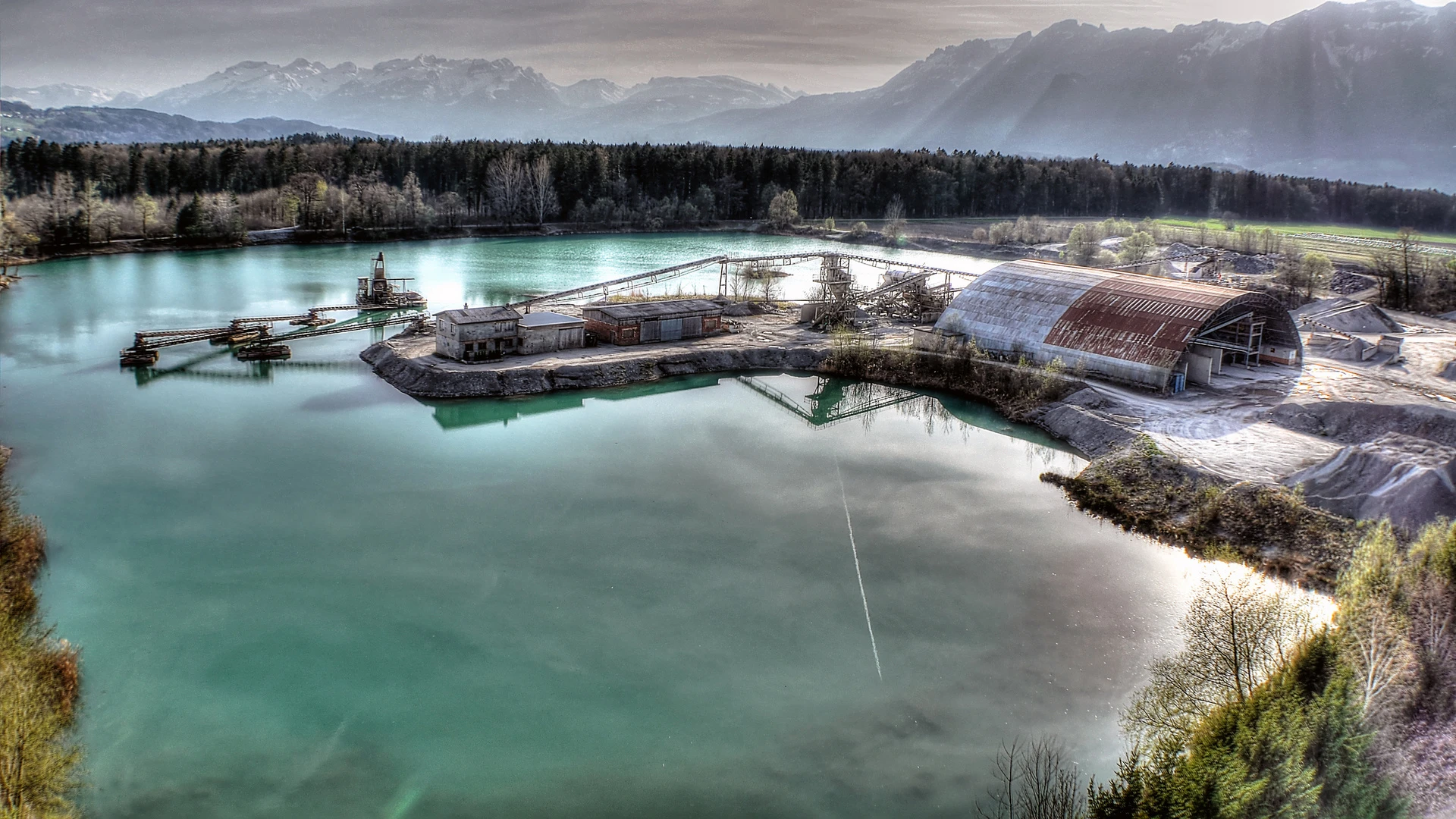 Kieswerk von Wilhelm-Mayer in Brederis. Kies und Sand sind die Bestandteile von Beton und Asphalt.