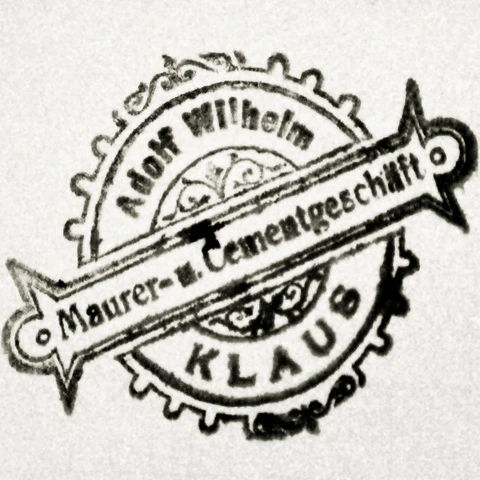 Stempel Abbildung - Adolf Wilhelm stellt sein Baugeschäft um 1908 auf eine breite Basis 