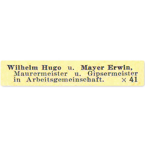 Inserat mit der Telefonnummer von Wilhelm Hugo und Mayer Erwin.